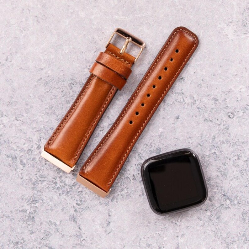 Fitbit Versa 4/3/Sense 2 Lite Leather Smartwatch Band Mens & Womens Watch Straps - Modern Smart Watch Belts – Best Custom Bands - Gift image 5