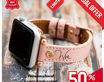 PREMIUM Apple Watch Band for Series 10/9/ULTRA/SE/8-1 Personalized Leather Strap 40-41-42-44-45-46-49mm Engraving Christmas Gift