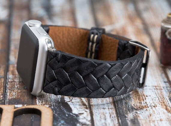 black leather apple watch band 44mm