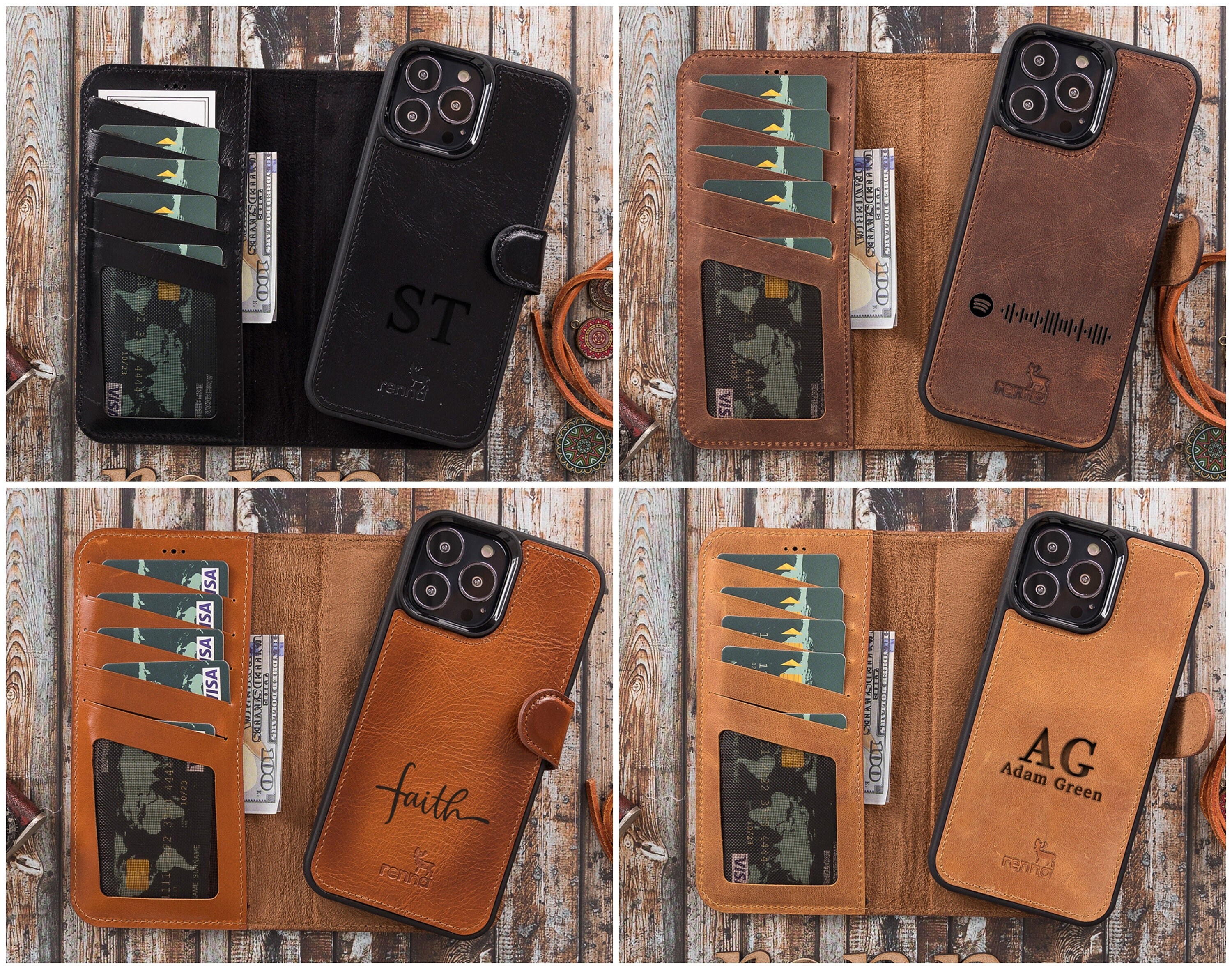 Iphone 13 Pro Max 67 Leather Wallet Case Magsafe Etsy