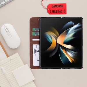 Samsung Z FOLD 6 -Z FOLD 5 étui de téléphone portable personnalisé en cuir véritable 2 en 1 étui à rabat magnétique amovible emplacements pour cartes protection RFID faite à la main