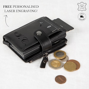Portefeuilles personnalisés faits à la main en cuir véritable |  Portefeuille avec gravure | Portefeuille Porte-cartes Pochette à monnaie Cadeau individuel