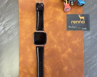 Fitbit Versa 4/3/Sense 2 Lite Leather Smartwatch Band Mens & Womens Watch Straps - Modern Smart Watch Belts – Best Custom Bands - Gift