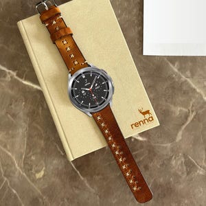 Samsung Galaxy Watch Band Gepersonaliseerde leren band Galaxy Watch 7, 6, 5 Pro, 4, 3 Active, 2 Gear S3, S2 46 mm, 45 mm, 44 mm, 42 mm, 40 mm Kerstmis
