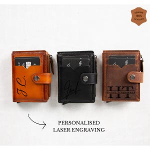 Portafogli personalizzati fatti a mano in vera pelle |  Portafoglio con incisione | Portafoglio porta carte porta monete regalo individuale