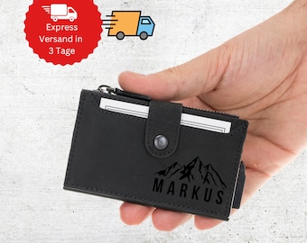 Personalisierte Geldbörse Geschenk Handgemacht Echtleder Geldbeutel RFID Schutz Portmonee mit Gravur Kartenhalter Münzfach