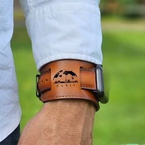 PREMIUM Apple Watch Band for Series 10/9/ULTRA/SE/8-1 Personalized Leather Strap 40-41-42-44-45-46-49mm Engraving Christmas Gift