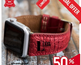 PREMIUM Apple Watch Band for Series 10/9/ULTRA/SE/8-1 Personalized Leather Strap 40-41-42-44-45-46-49mm Engraving Christmas Gift