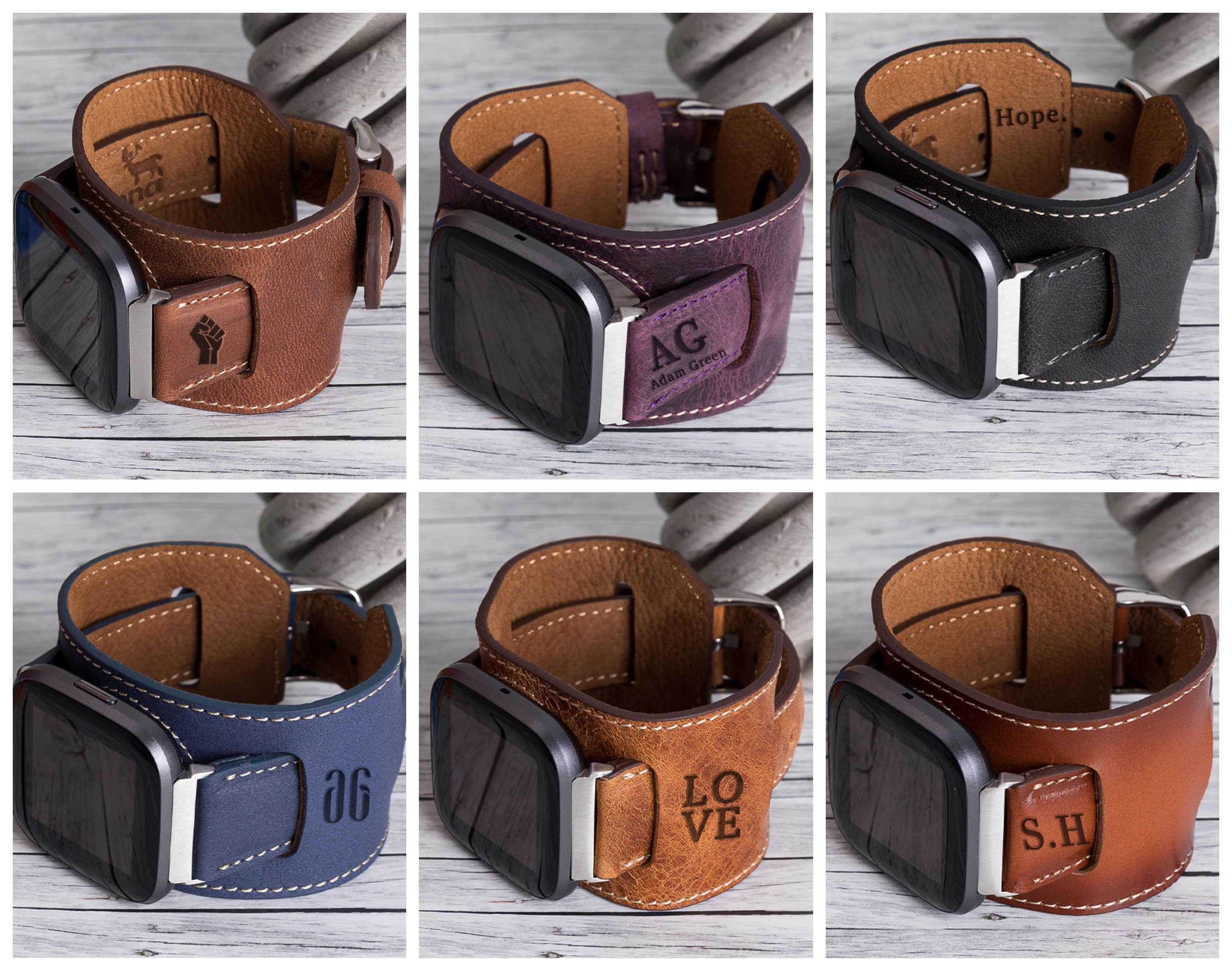 Fitbit Versa 3/Sense/2/Lite Leather Smartwatch CUFF Band - Mens & Wom…