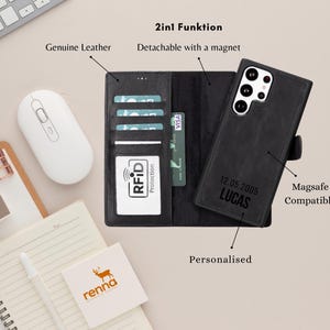 Custodia per cellulare Samsung S25 Ultra S25 Plus personalizzata in vera pelle 2 in 1 custodia magnetica rimovibile con slot per carte protezione RFID fatta a mano