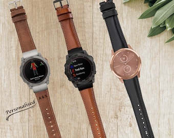 Personalized Garmin Watch Band Leather Fenix 8 7 6 5 7X 6X 5X 7S 6S 5S Solar Pro Watch Band Quatix 7 6 5 Approach S62 S42 Vivoactive 4 3
