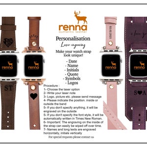 PREMIUM APPLE Watch Band für Series 9/8/ULTRA/7/6/Se/6-1 Personalisiertes Leder Armband 38-40-41-42-44-45mm Gravur Weihnachtsgeschenk Idee Bild 10