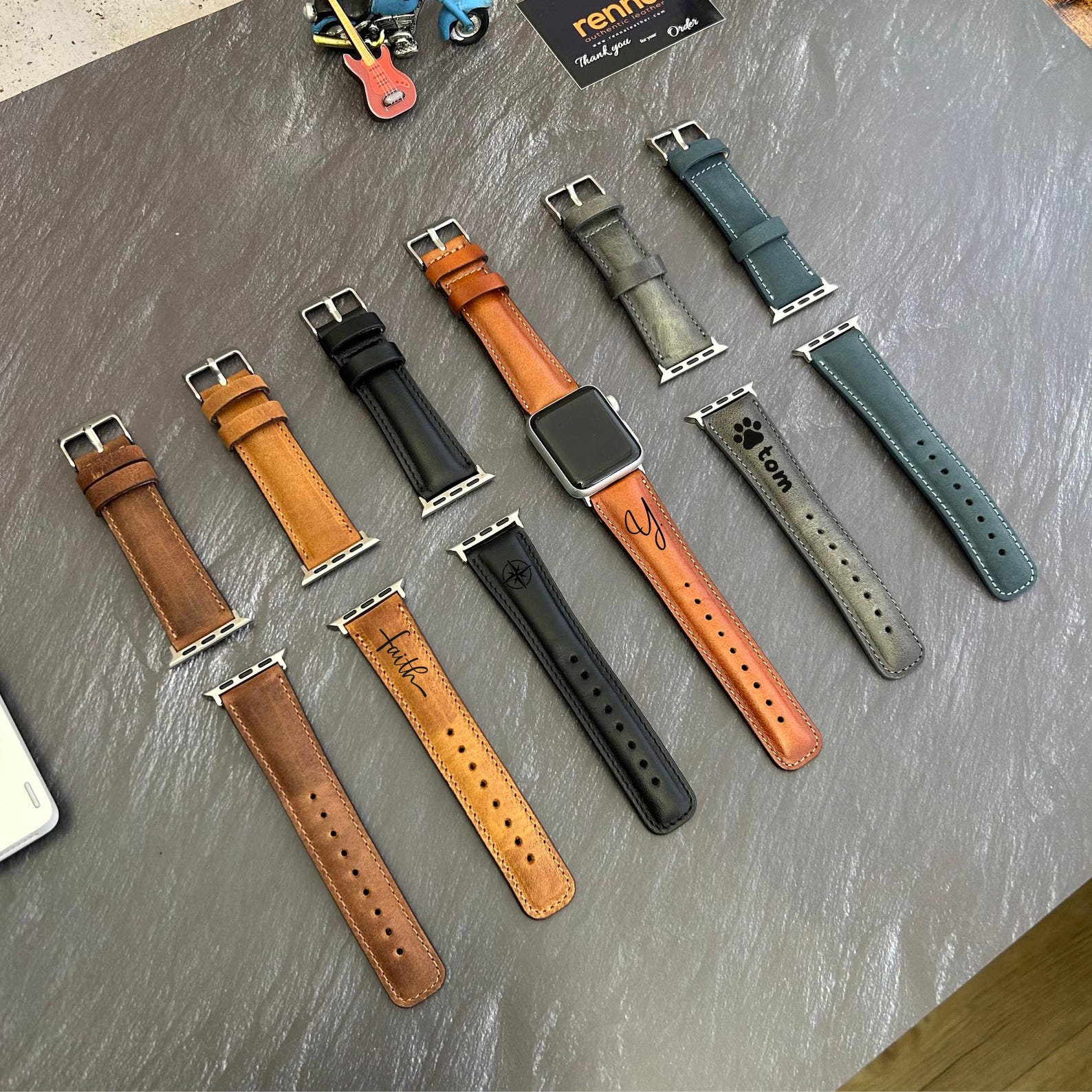 Personalized Leather Apple Watch Band