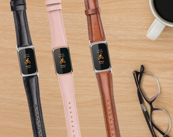 Personalized Leather Fitbit Charge 5 6 Smart Watch Band Custom 18mm Women Watch Strap Special Gift Laser Engraving