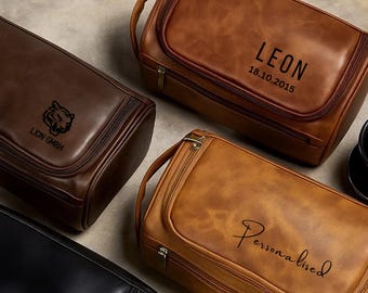 Leather Toiletry Bag best Personalized Gift for groomsmen & bridesmaid Customized Handmade Dopp Kit Make-up Organizer Box Travel Case