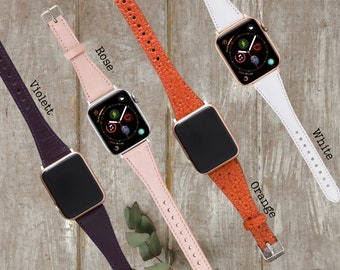 Personalized Leather Apple Watch Band for 9/8/Ultra/7/6/SE/1-6 Strap Customized 20 mm Women Watch Band Special Gift Laser Engraving Present