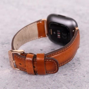 Fitbit Versa 4/3/Sense 2 Lite Leather Smartwatch Band Mens & Womens Watch Straps - Modern Smart Watch Belts – Best Custom Bands - Gift image 3