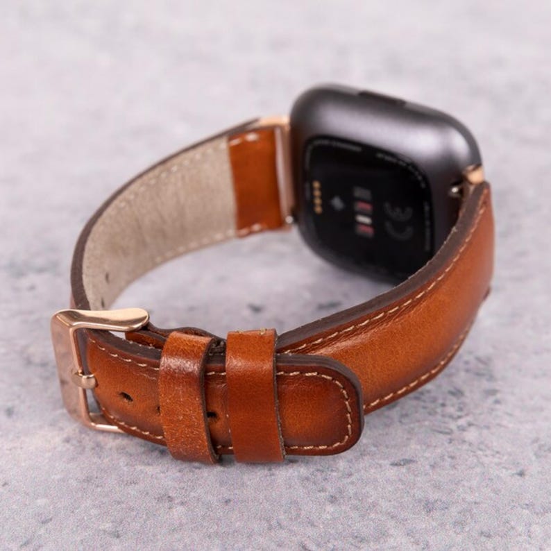 Fitbit Versa 4/3/Sense 2 Lite Leather Smartwatch Band Mens & Womens Watch Straps - Modern Smart Watch Belts – Best Custom Bands - Gift image 3
