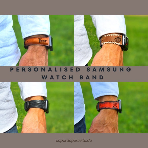 Samsung Galaxy Watch Band Bracelet en cuir personnalisé Galaxy Watch 6 5 Pro 4 3 Active 2 Gear S3 S2 46mm 45mm 44mm 42mm 40mm Cadeau de Noël