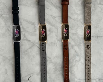 Personalized Leather Fitbit Inspire 1 2 3 Smart Watch Strap Customized 14 mm Women Watch Band Special Gift Laser Engraving Present Unisex Men