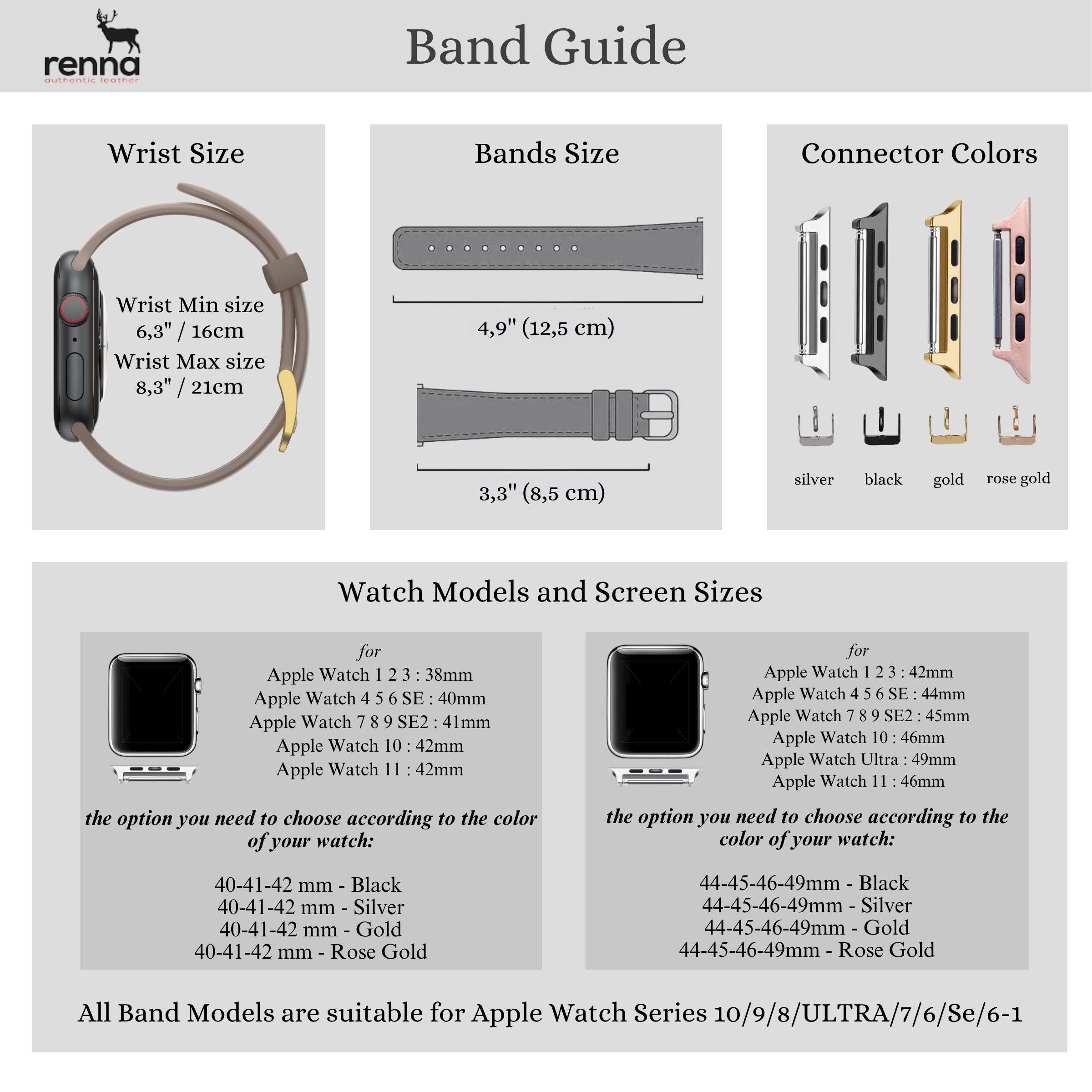 プレミアム Apple Watch バンド Series 11/10/ULTRA/SE/9-1 パーソナライズレザーブレスレット  40-41-42-44-45-46-49 mm 刻印可能 クリスマスギフト - Etsy 日本