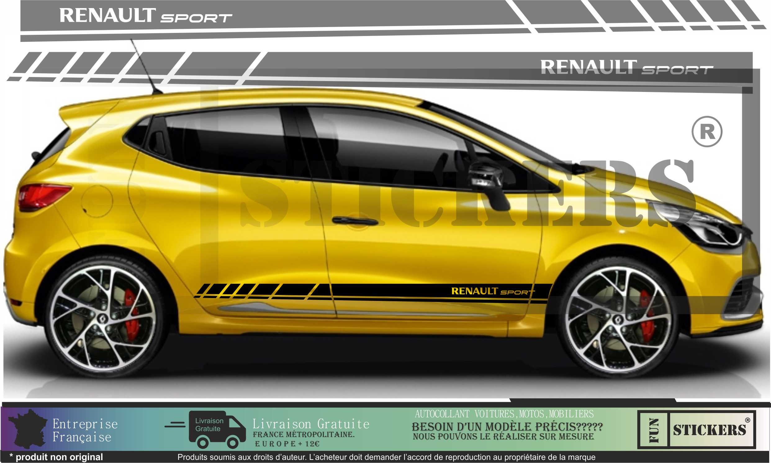 Kit 2 Stickers Latéraux Renault Sport type Trophy-R pour Mégane 3 - Pro-RS