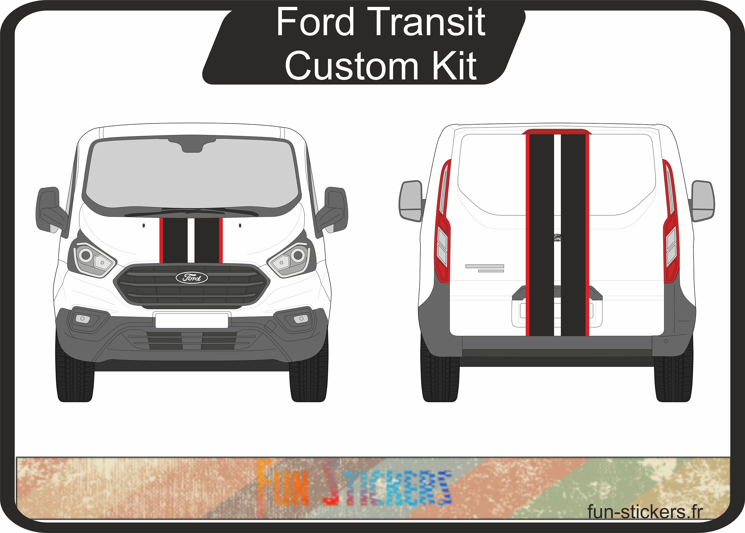 Ford Transit Custom complet kit déco bandes - couleurs aux choix - Etsy