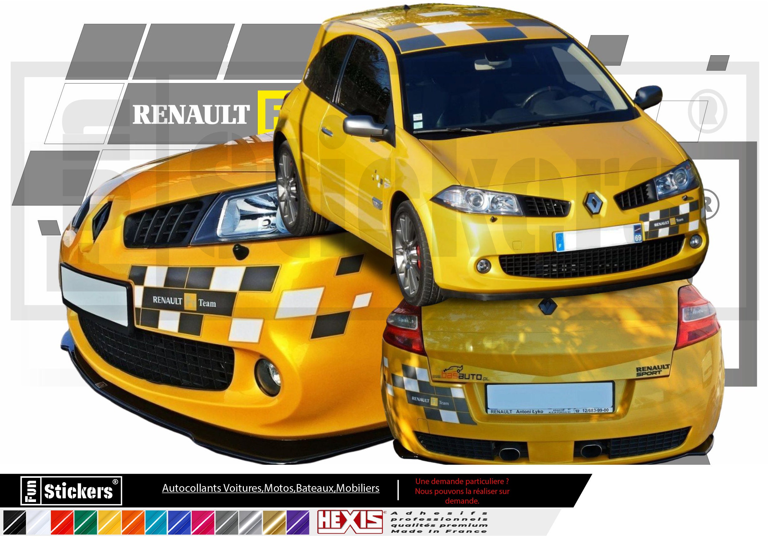 Sticker carte Renault 4 boutons Mégane Trophy Numéroté