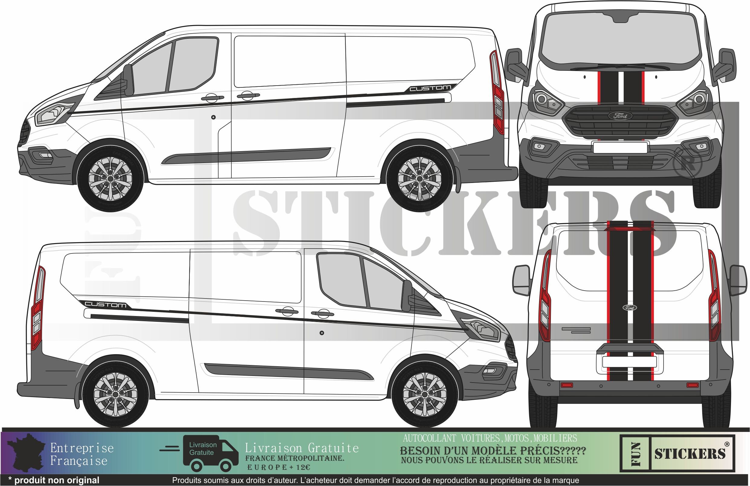 Ford Transit Custom complet kit déco bandes - couleurs aux choix - Etsy