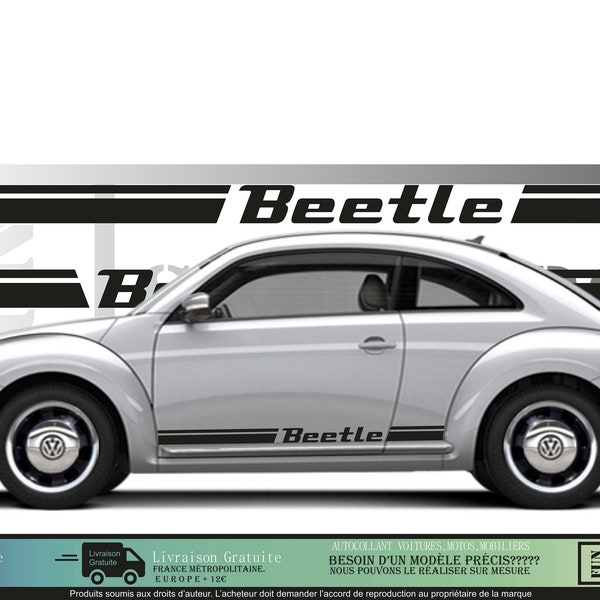 Volkswagen new beetle coccinelle bandes latérales - autocollant sticker adhésif decal