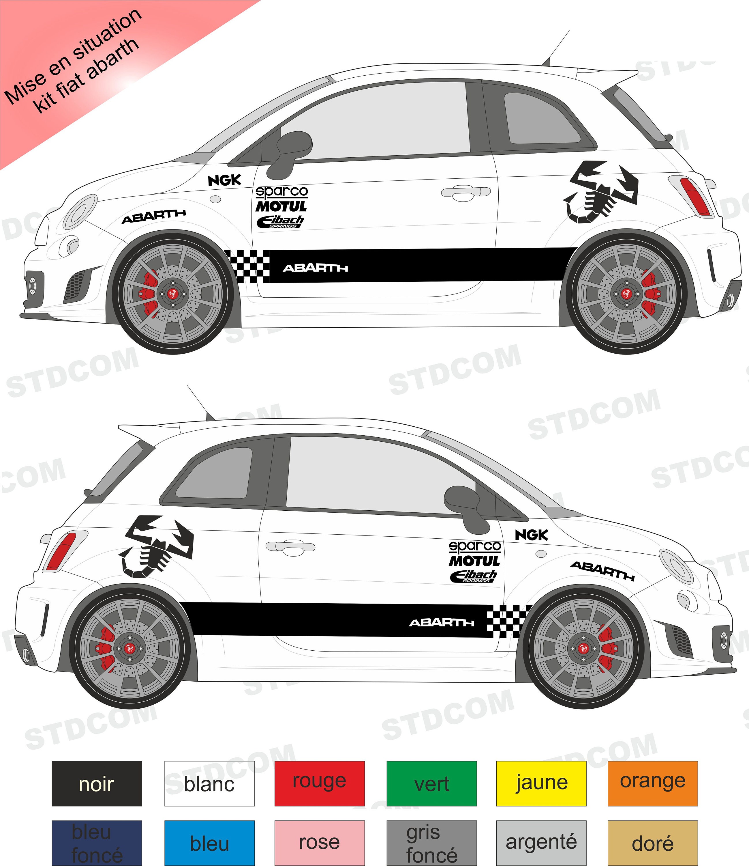 Fiat 500 Abarth Body Full Kit Decal Rallye - Etsy