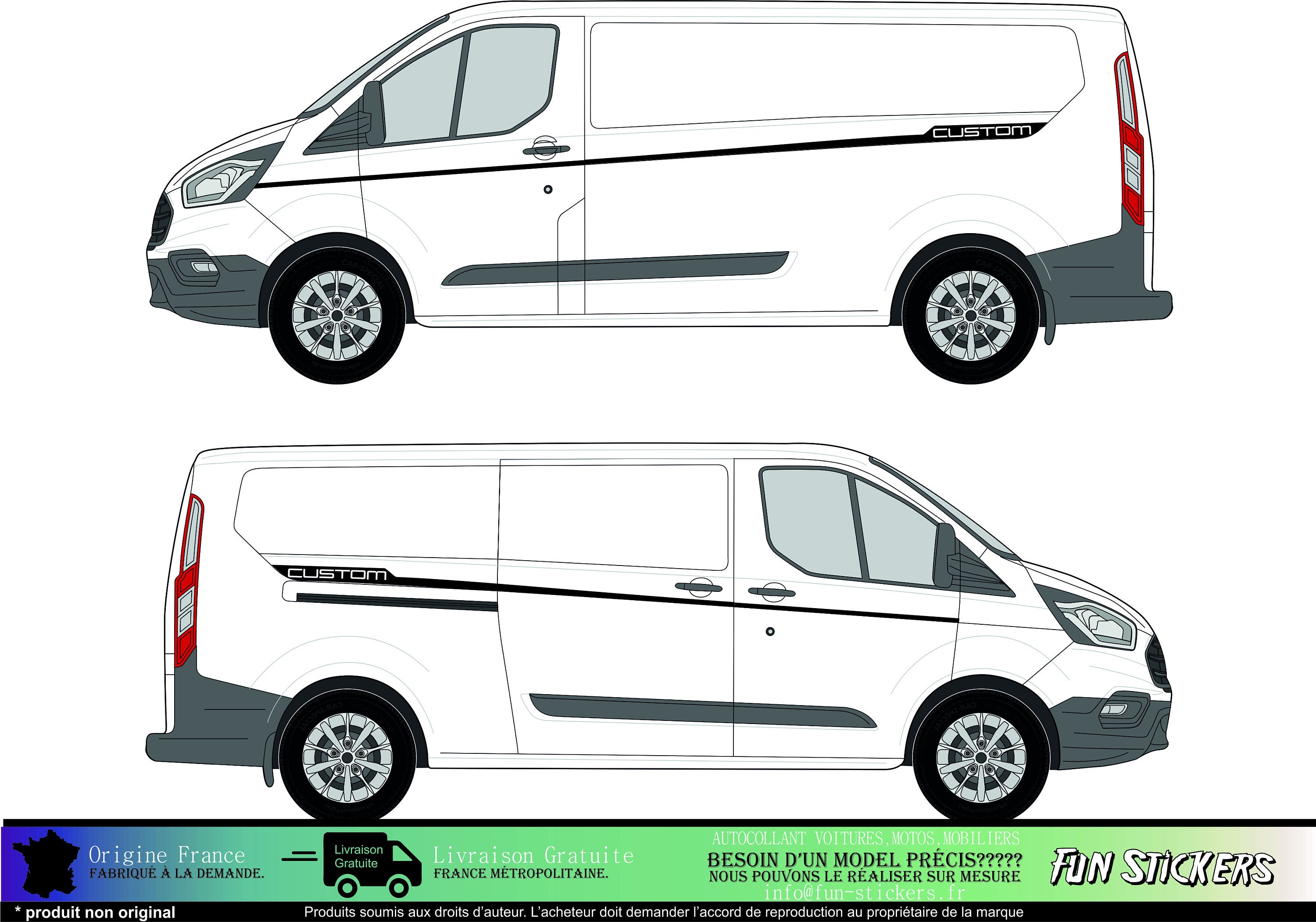 Ford Transit Custom Body Kit Strippe Front Back left right