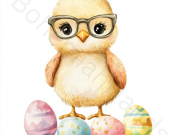 Watercolor Baby Chick Clipart, Cute Easter PNG, Farm Animal Art ...