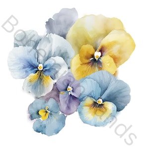 12 Printable Abstract Pansy Flowers Clipart Bundle | Watercolor Flower | PRINTABLE | PNG | Digital download | Consumer Use | Spring Art |