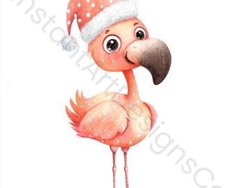 12 PNG Christmas Baby Flamingo Clipart | Holiday Flamingos | Sublimation Design