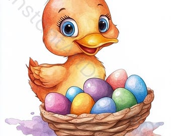 12 PNG Easter Ducks with Eggs | Spring Animal Graphics | Sublimation Design | Instant Download