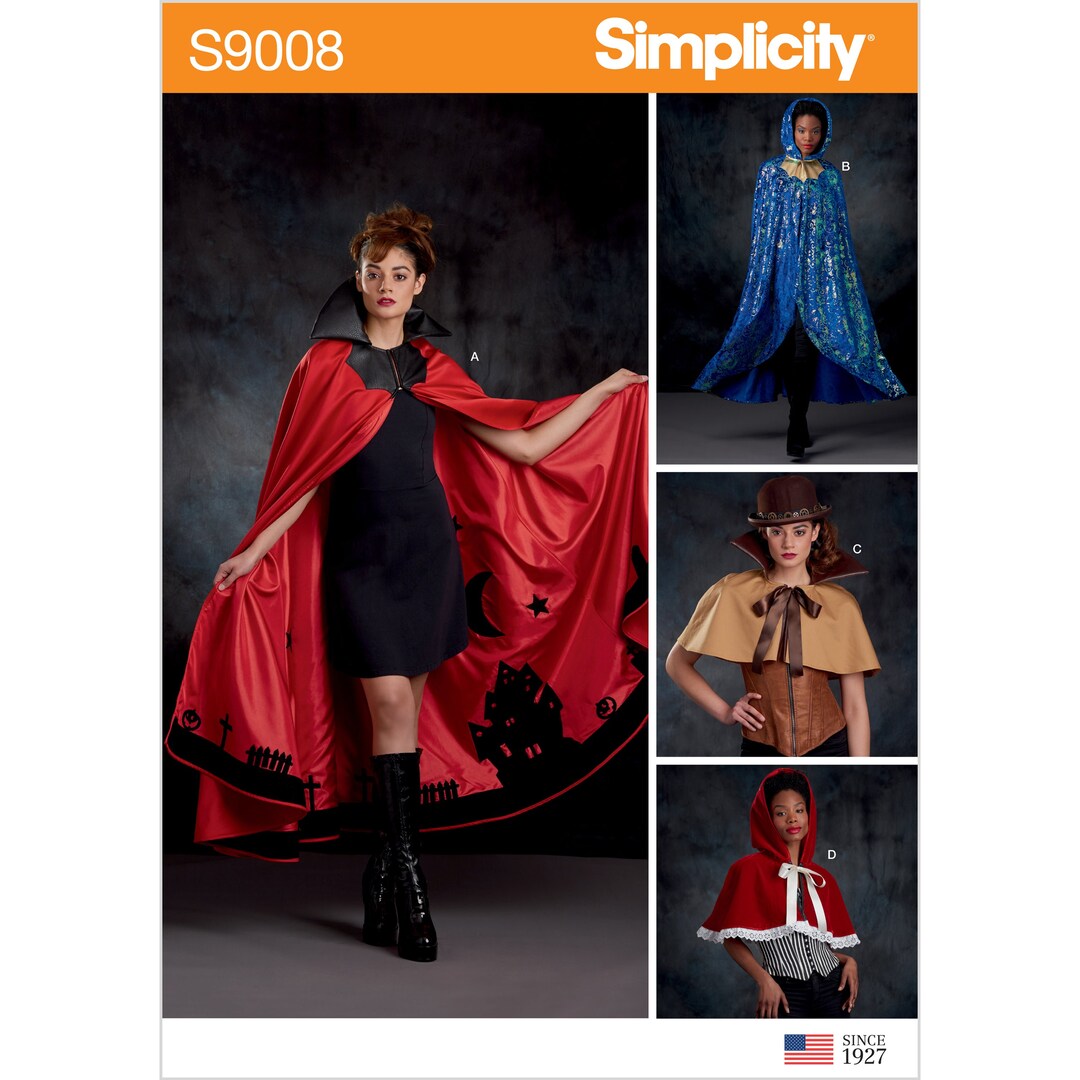 Simplicity Sewing Pattern S9008 Misses' Cape With Tie Costumes - Etsy