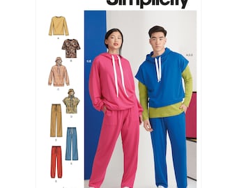 Simplicity Sewing Pattern S9379 Unisex Oversized Knit Hoodies, Trousers and Tees