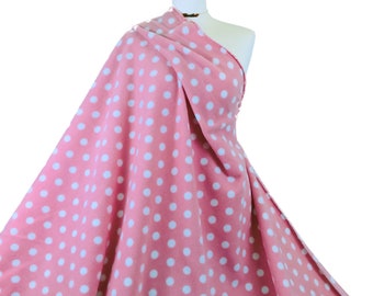 Premium Quality Printed Anti Pill Polar Fleece Baby Pink Polka Dots Fabric Material