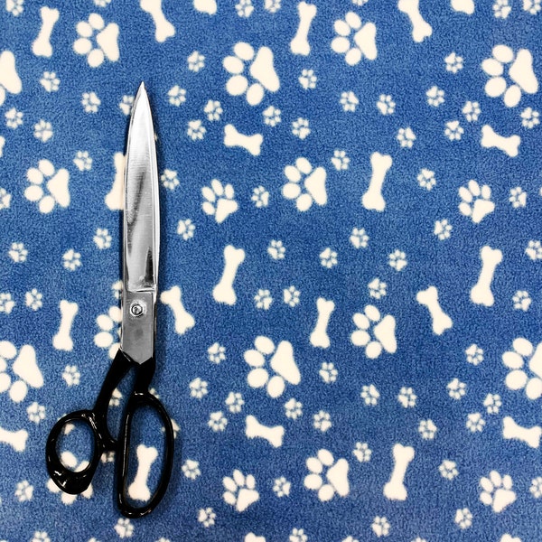 Premium Quality Blue Paws & Bones Printed Anti Pill Polar Fleece Fabric Material