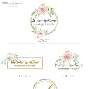 Events Planner Logo Wreath logo Wedding logo Party business logo Wedding planner logo Premade branding kit Branding package Custom logo047