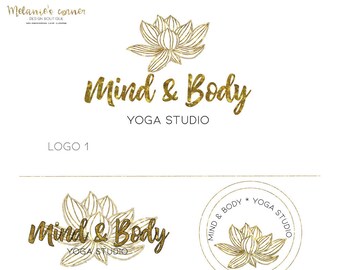 Yoga logo, Gold yoga logo, Lotus logo