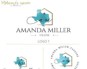 Real Estate Logo, Gold and teal logo, House logo, Real Estate branding package, Custom Logo 354