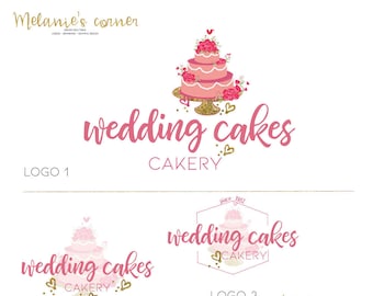 pastel pink bakery and cakes nice logo design for... Premade Logo Stamp Logo Logo Design Branding Flower Logo - Etsy