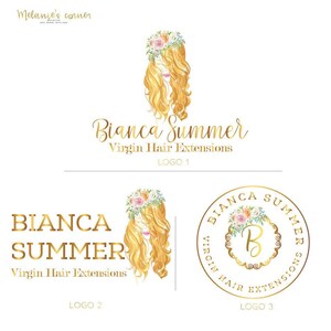 Design del logo dei capelli, Logo delle estensioni dei capelli, Logo del salone di parrucchiere, Design del logo di bellezza, Logo delle piccole imprese, Kit di branding prefabbricato, Logo di branding 284
