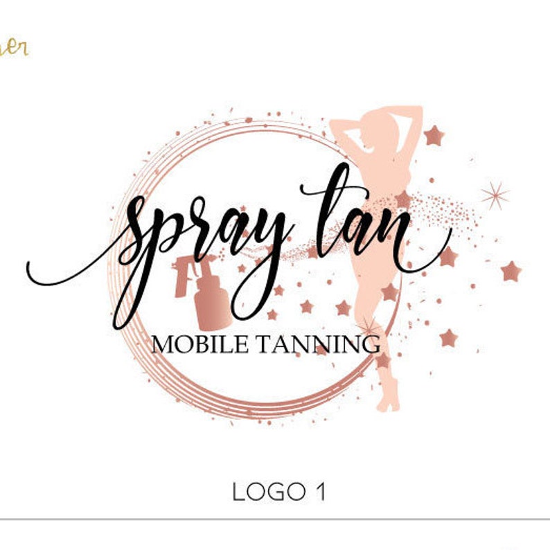 spray-tan-logo-mobile-tanning-logo-logo-design-rose-gold-logo-etsy