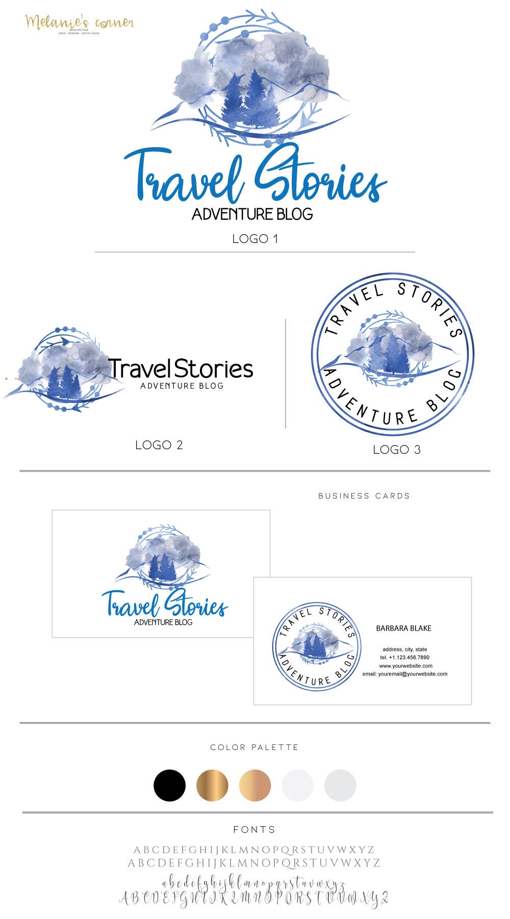 Travel Blog Logo Design Premade Logo 360 Etsy