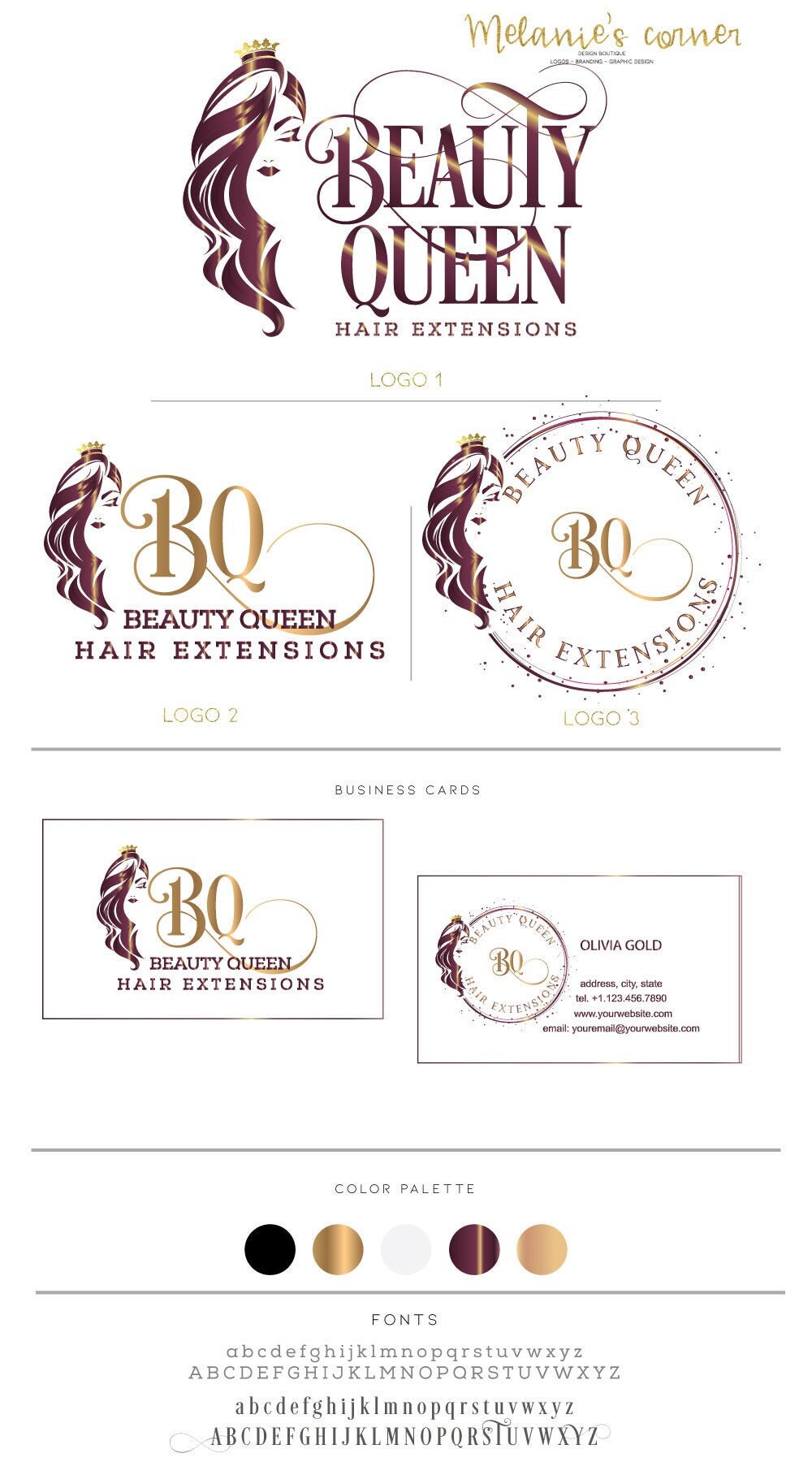 Hair Extensions Logo Design, Beauty Salon Branding Kit - Etsy