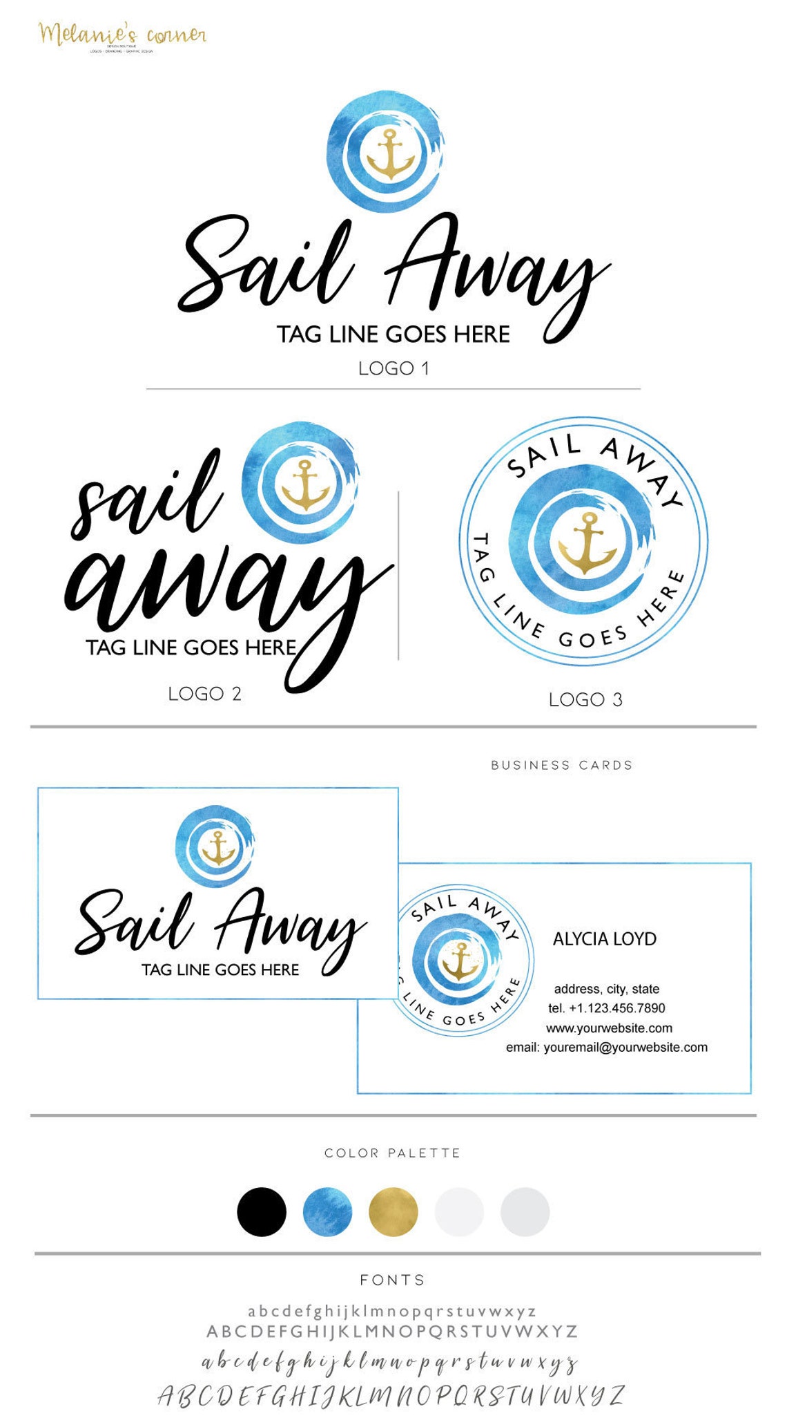 Premade Logo Nautical Logo Boat Rental Logo Summer Logo Etsy