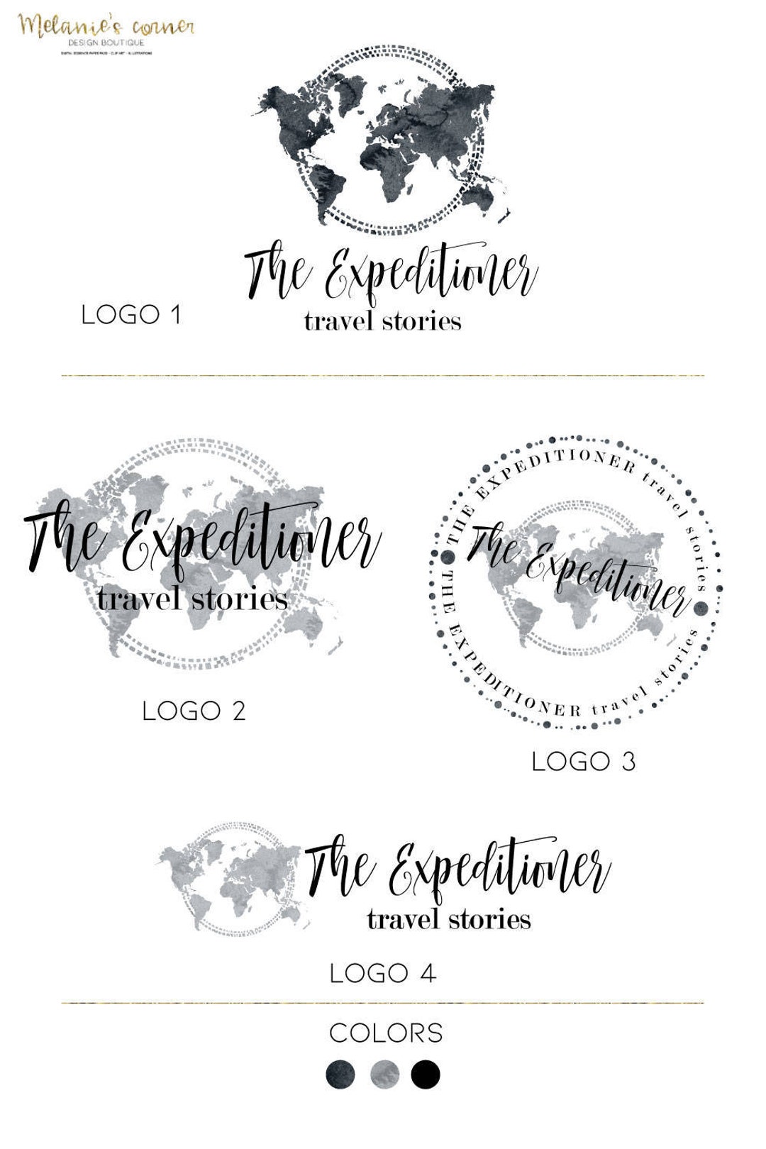 Travel Blog Logo, World Map Logo, Travel Logo, Blog Branding Kit